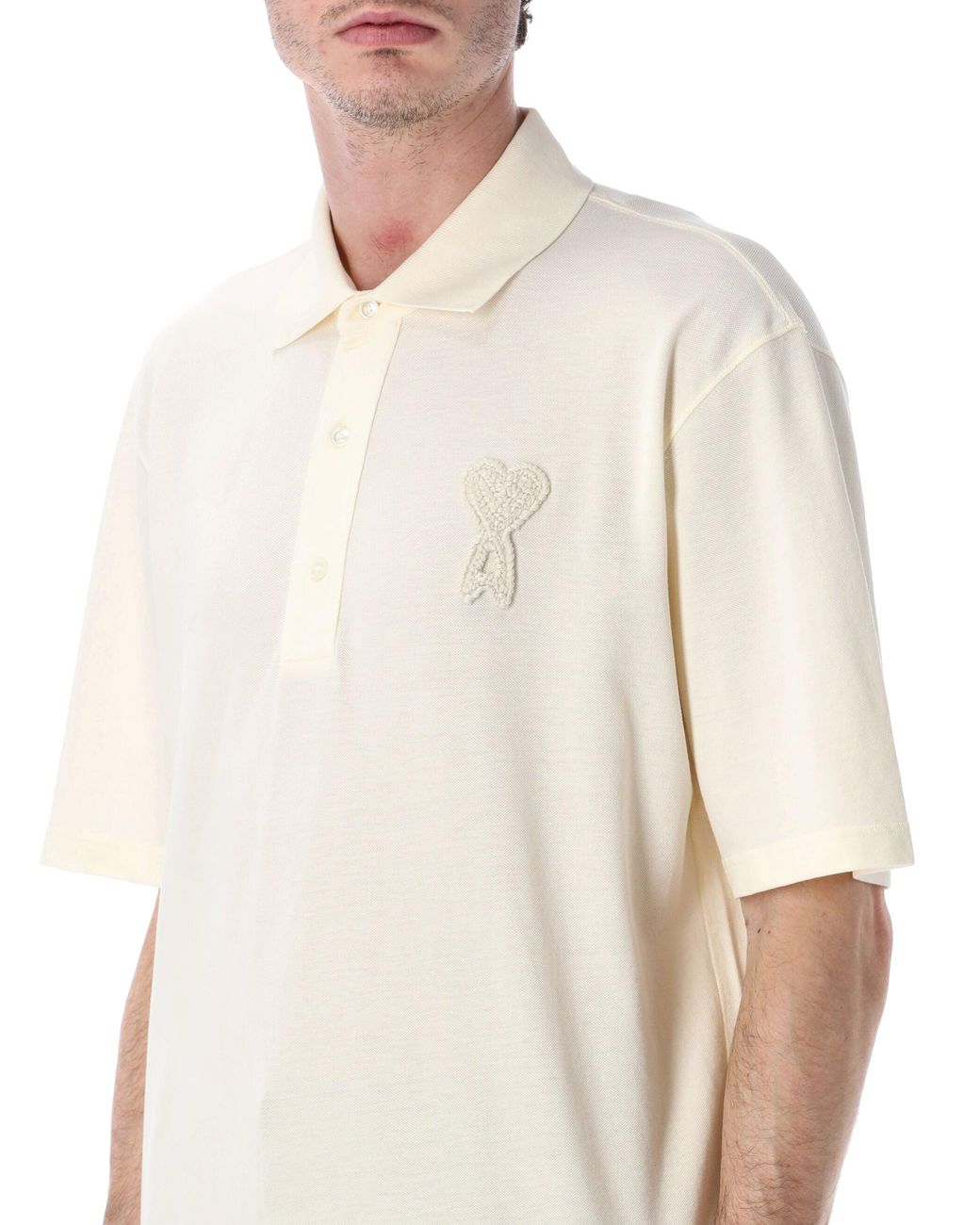 AMI Natural Ami Paris Ami De Coeur Crochet Polo for men