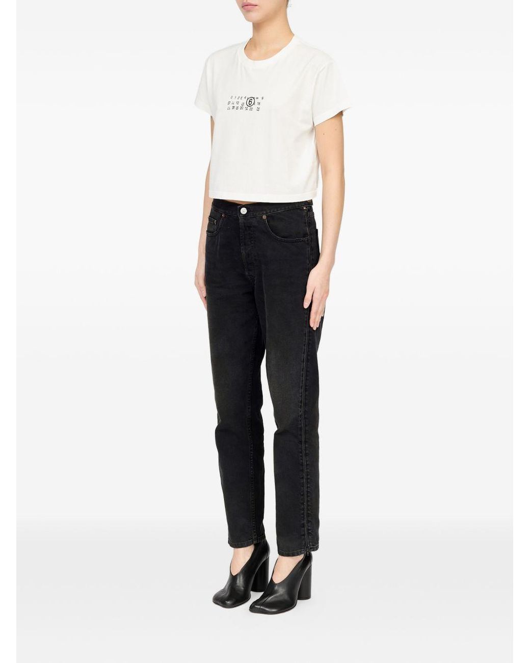 MM6 by Maison Margiela White Logo Cotton T Shirt