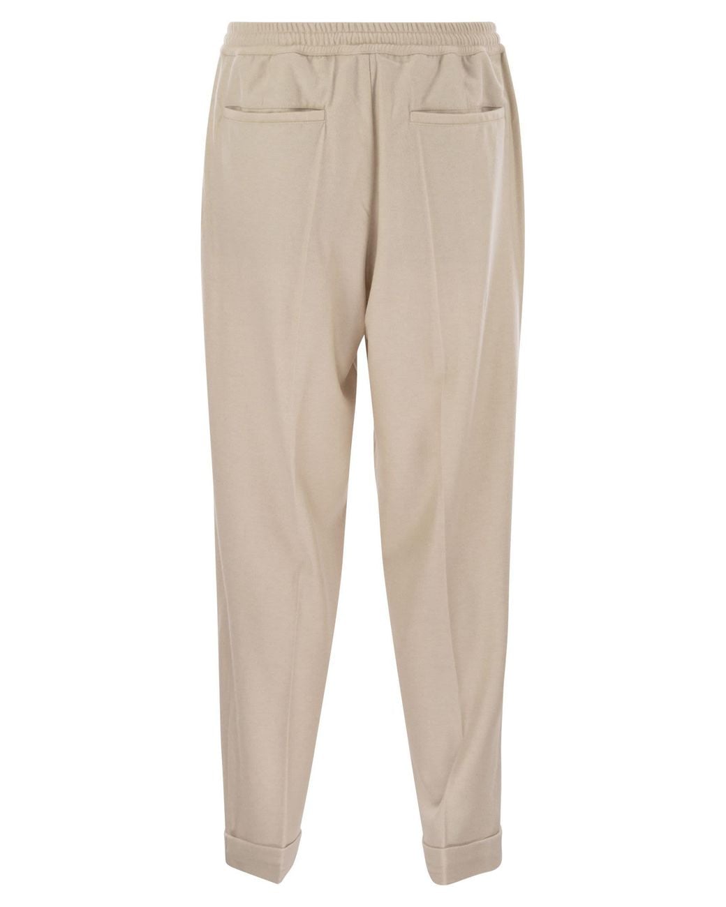 Fedeli Natural Harvard Soft Cashmere Flannel Trousers for men