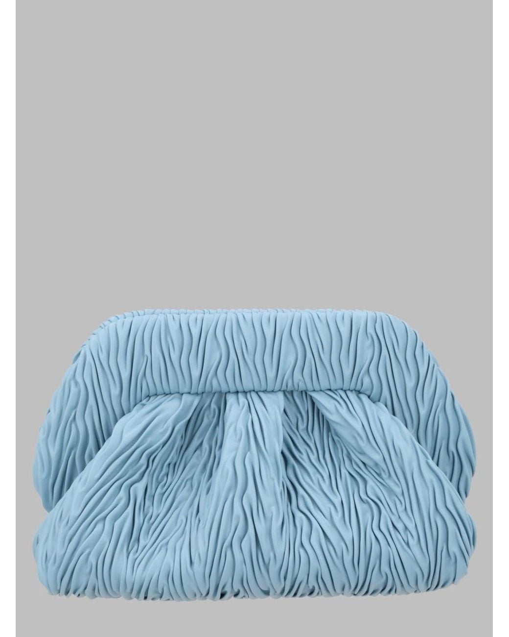THEMOIRÈ Blue Medium Gathered Clutch Bag