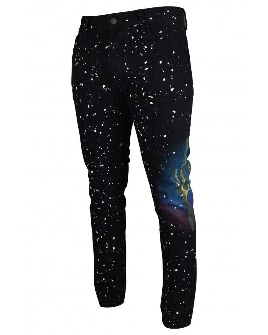 Palm Angels Black Distressed Graphic Print Jeans for men
