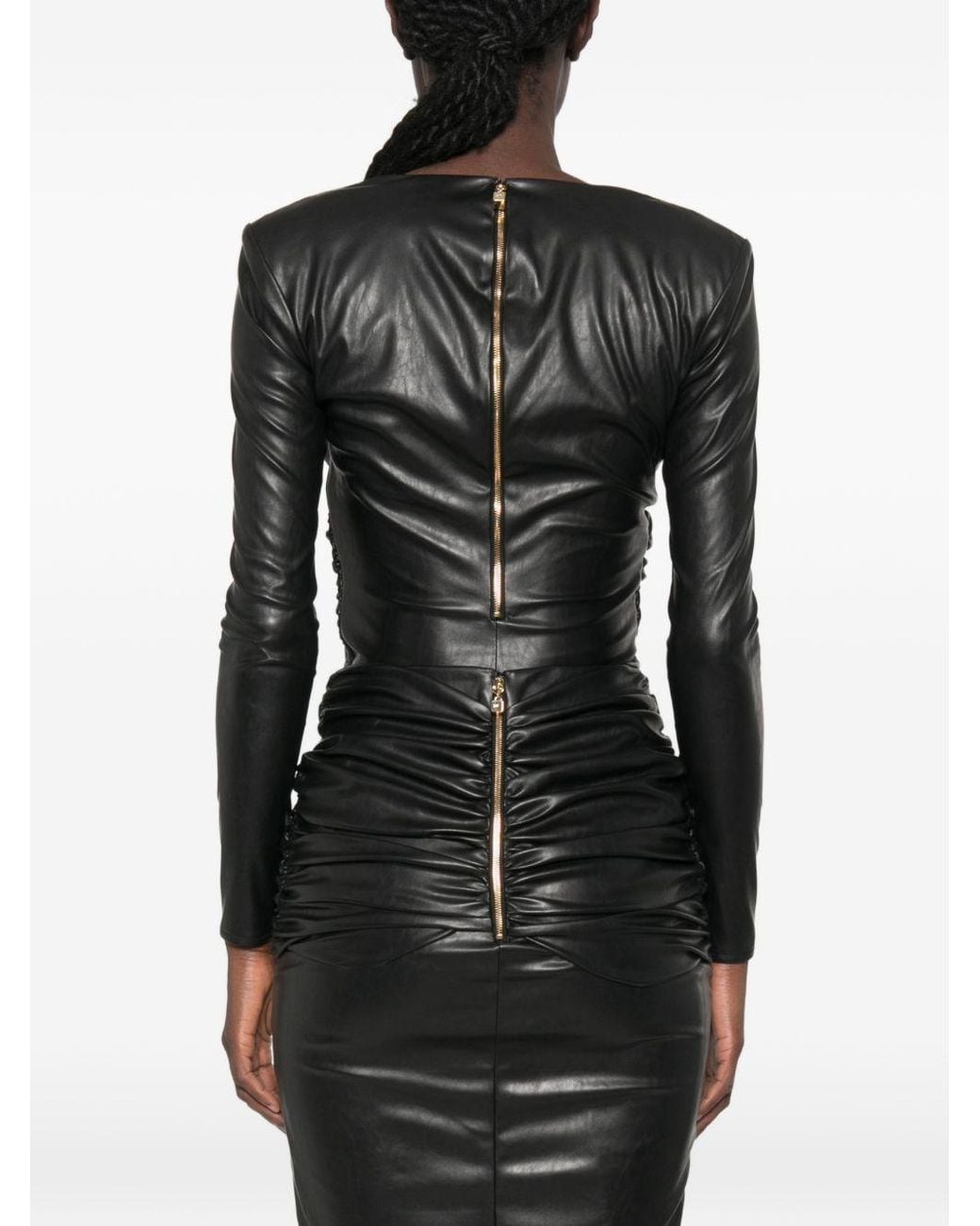 Elisabetta Franchi Black Twist Detail Long Sleeve Bodysuit