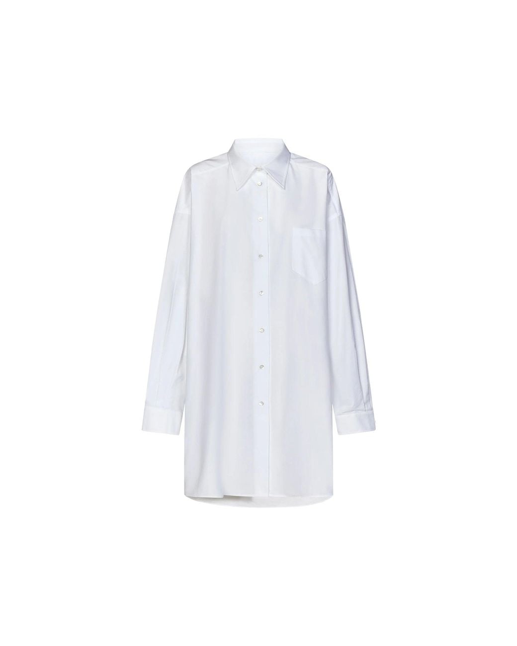 Maison Margiela White Long Shirt With Front Button Closure