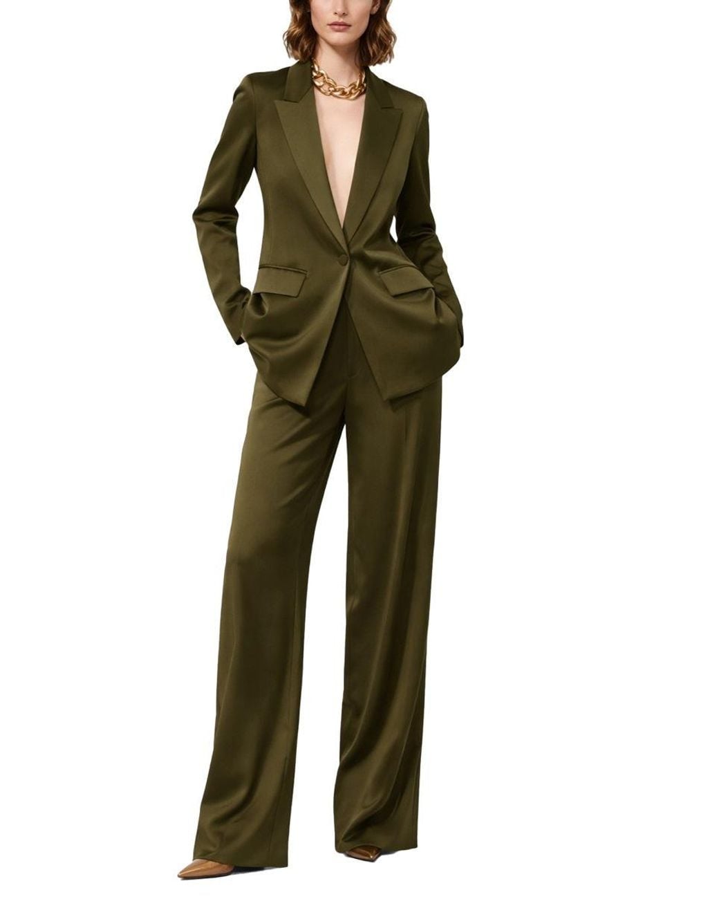 Max Mara Green Tailored Pleated Pants