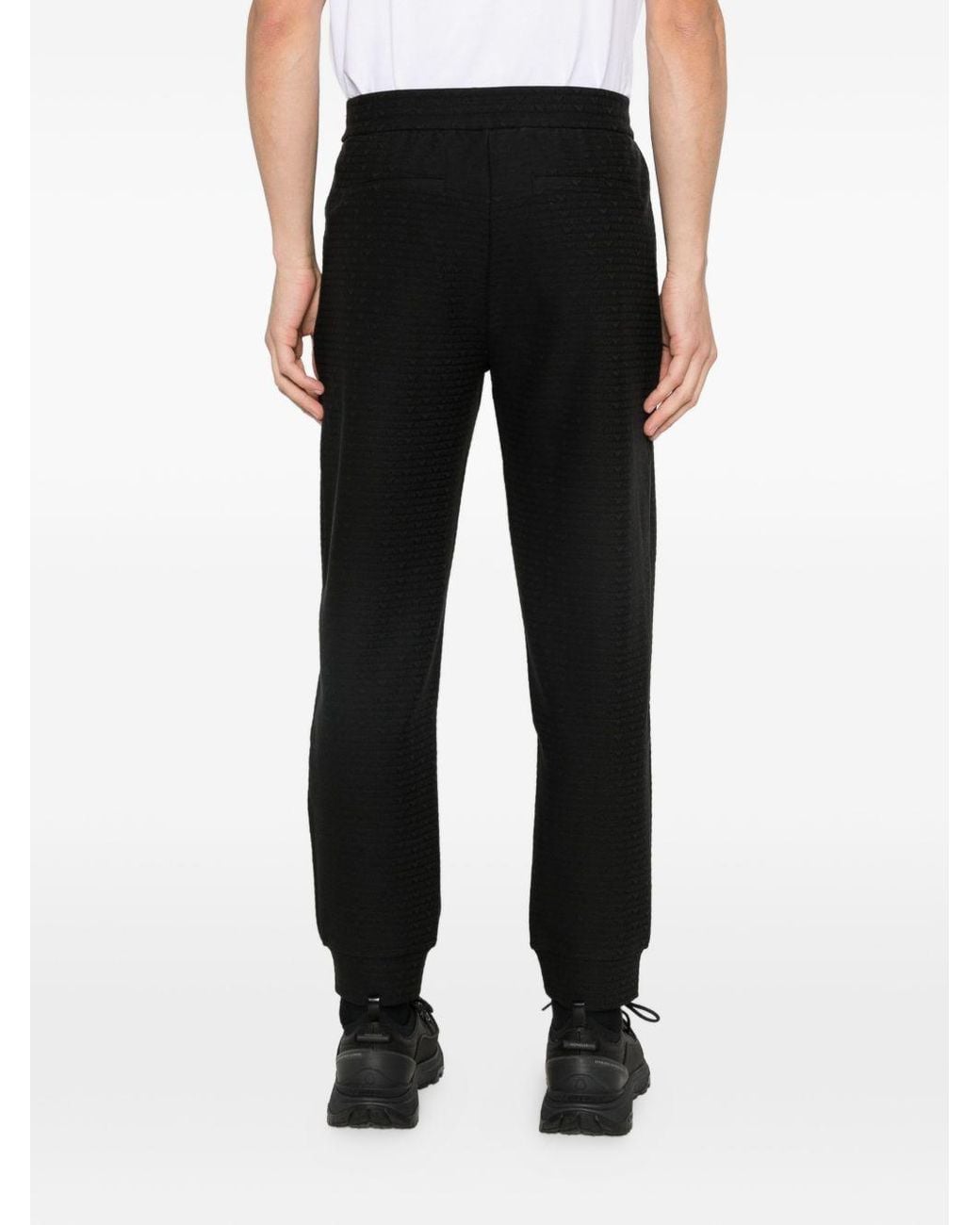 Emporio Armani Black Allover Logo Sweatpants
