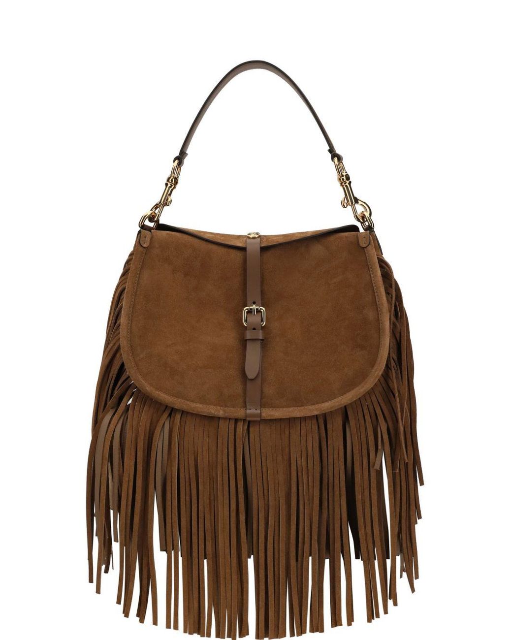 Etro Brown Crossbody Pony M Fringes 30X21X10 Cm