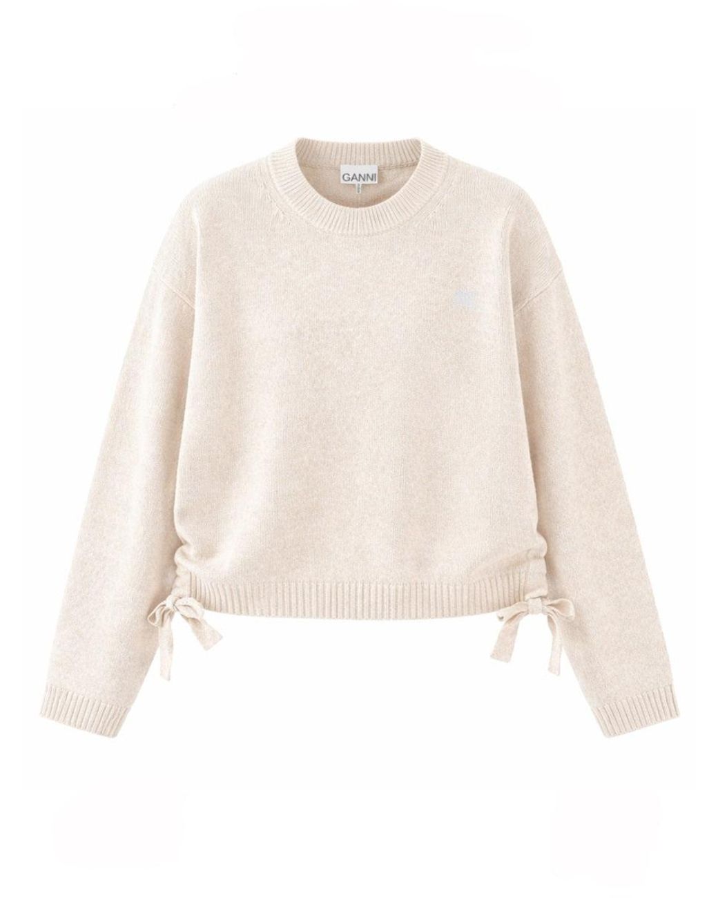 Ganni White Ganni Logo-Embroidered Wool-Viscose Sweater