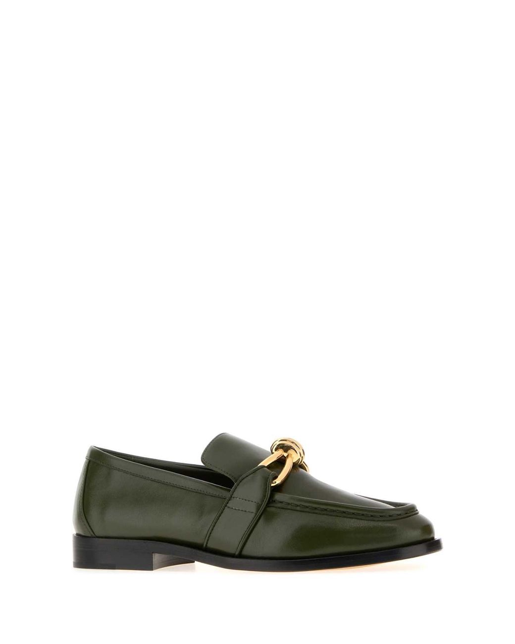 Bottega Veneta Green Leather Astaire Loafers