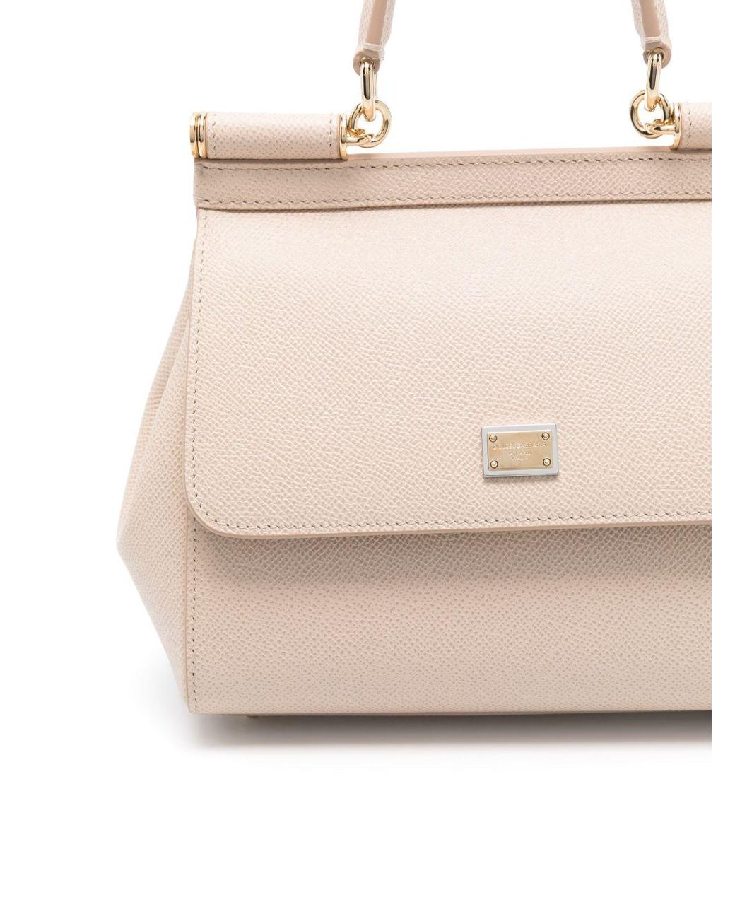 Dolce & Gabbana Natural Mini Front Flap Bag With Double Magnet Closure