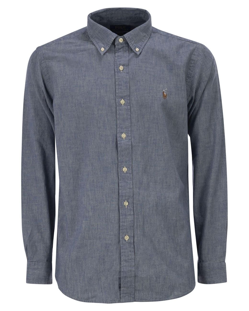 Polo Ralph Lauren Blue Cotton Chambray Button Down Shirt