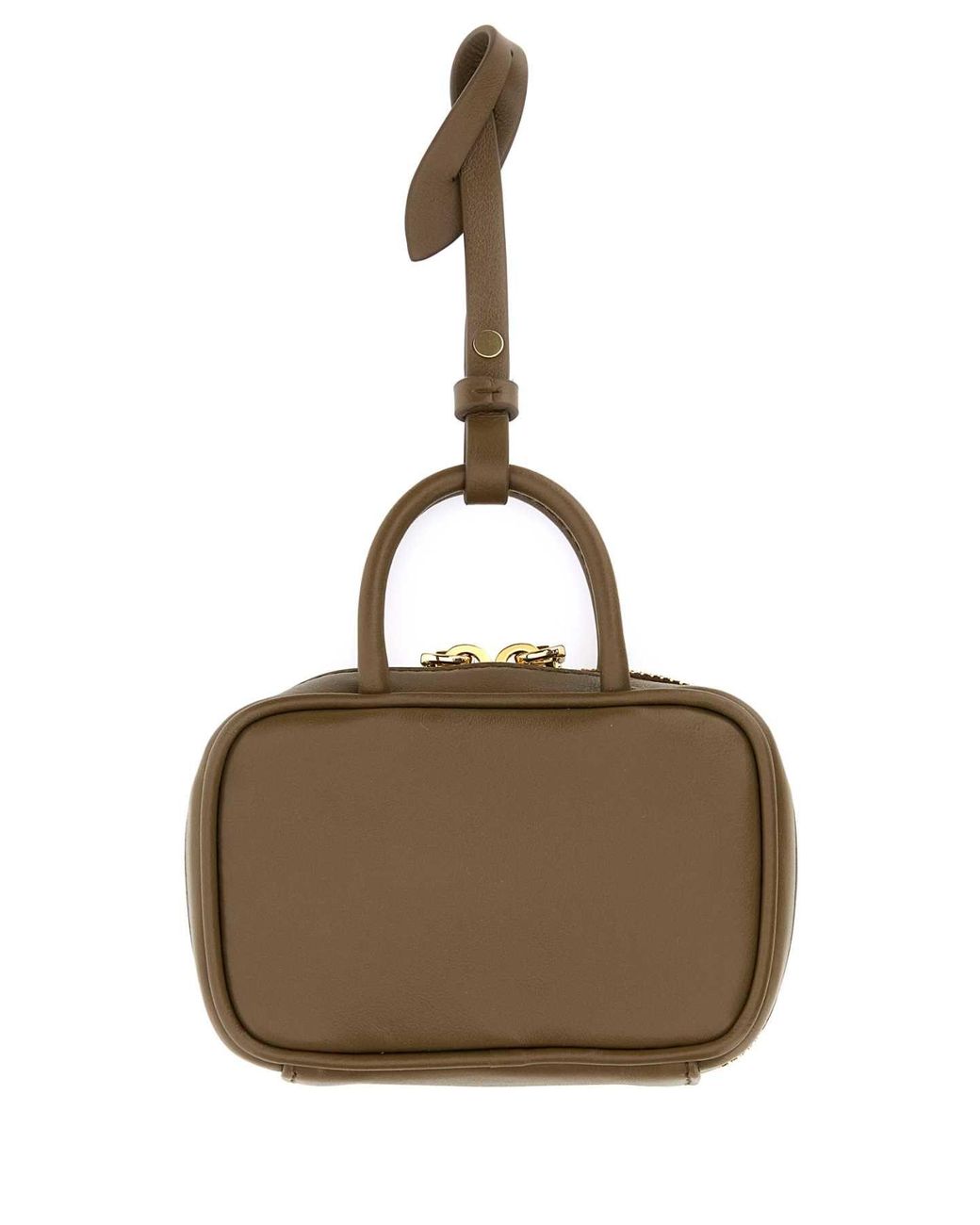 Miu Miu Brown Mud Leather Beau Keyring Necessaire