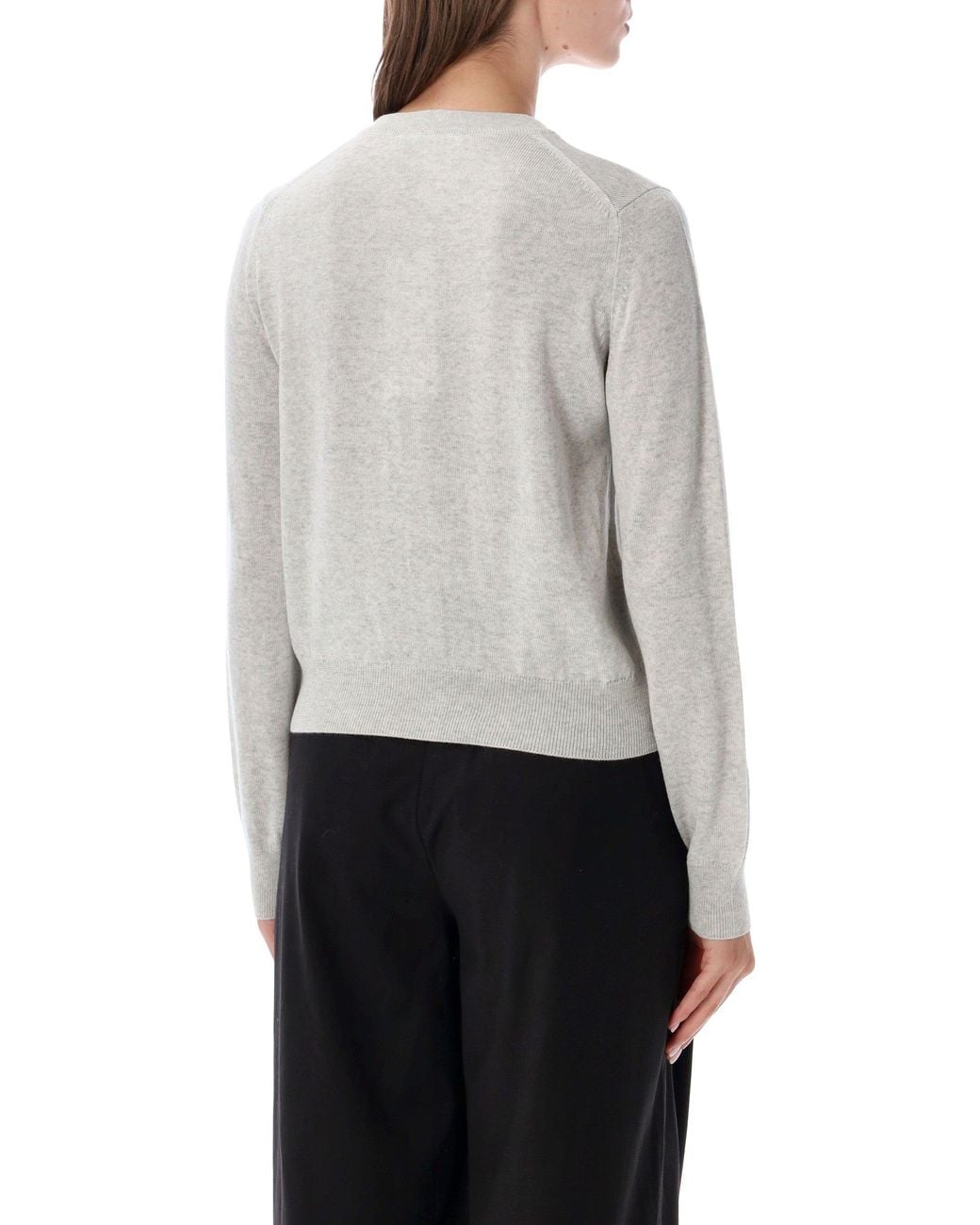 Maison Kitsuné Gray Wool Button-Front Cardigan With Fox Patch