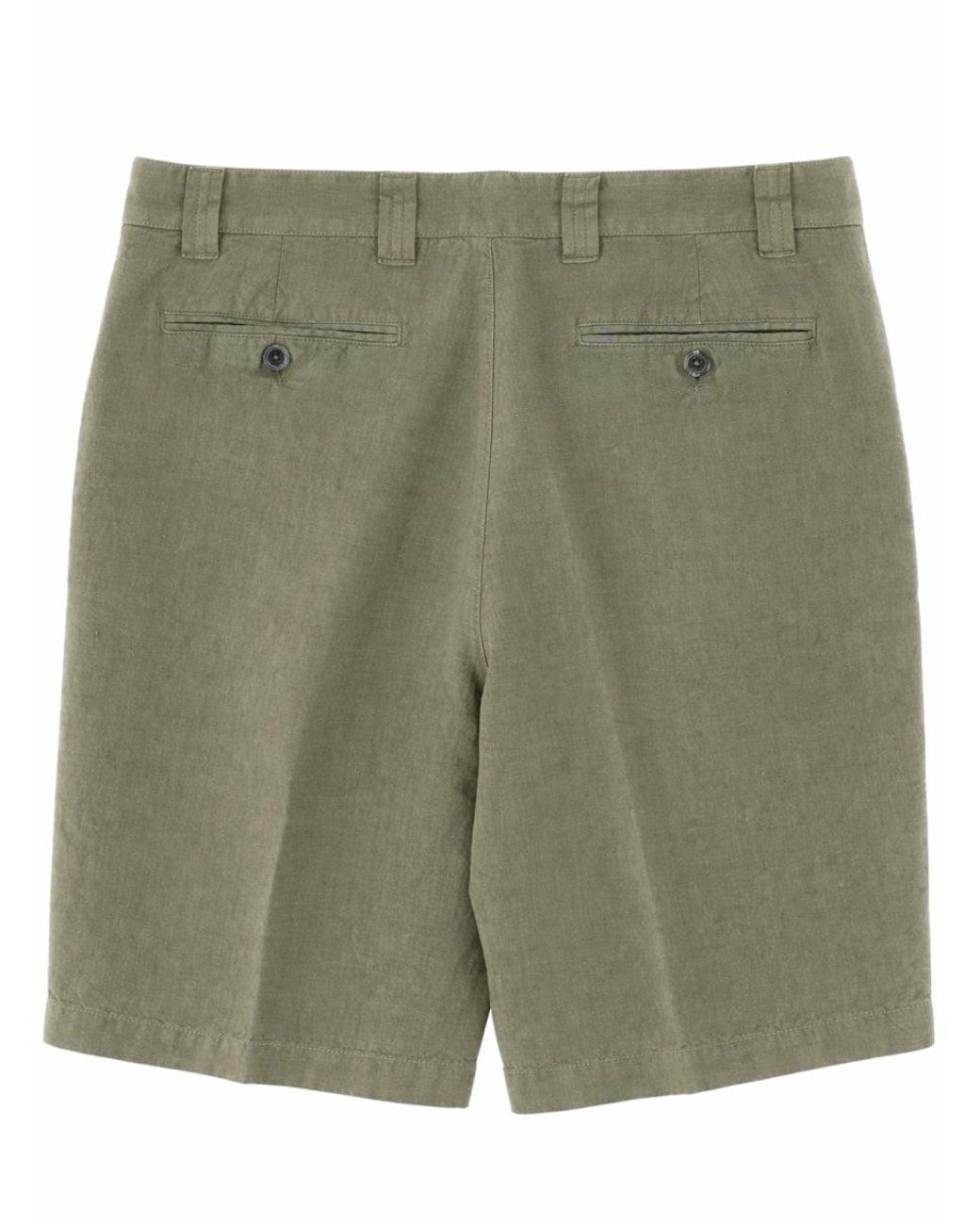 120% Lino Green Linen Mini Shorts For for men