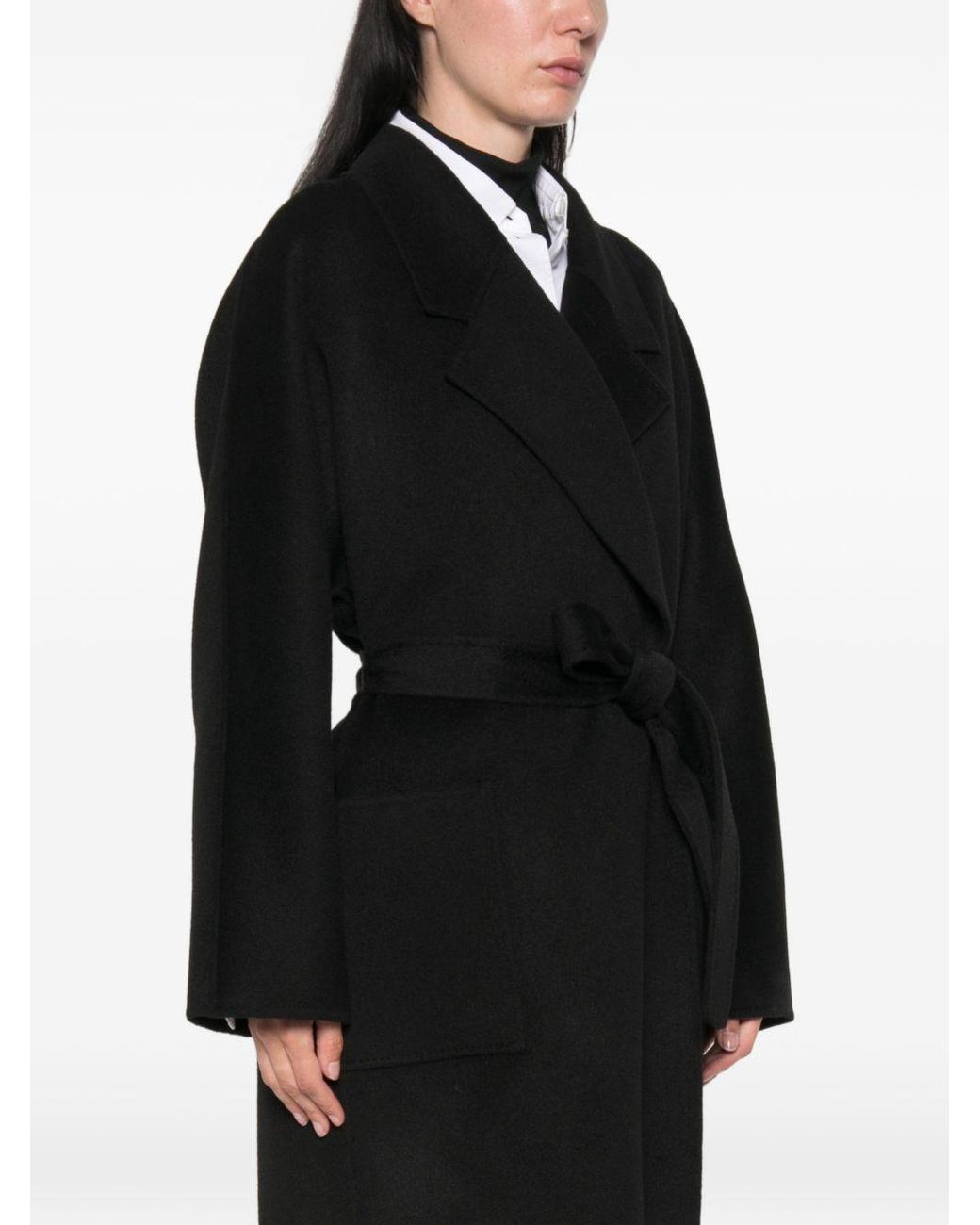 Elisabetta Franchi Black Wool Long Coat