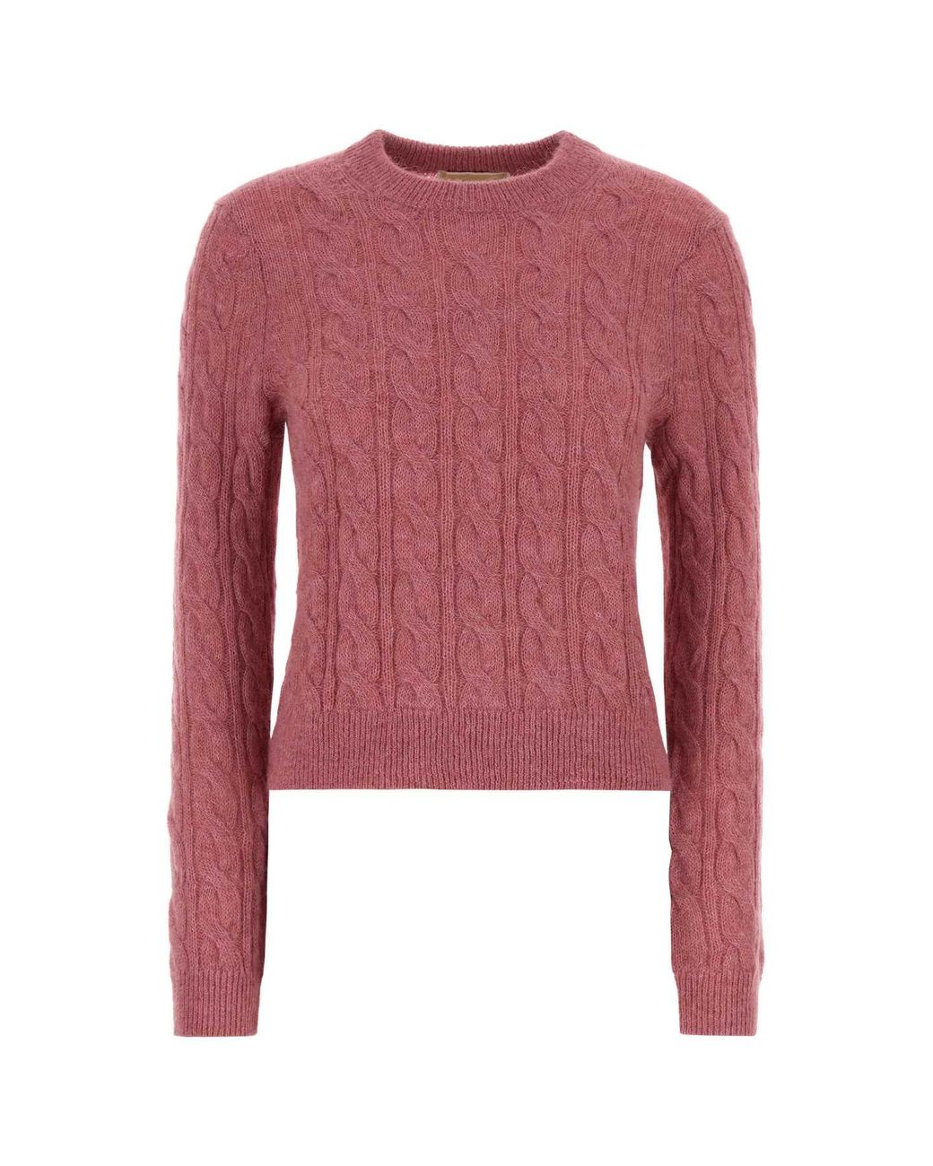 MICHAEL Michael Kors Red Alpaca Cable Crew Swtr