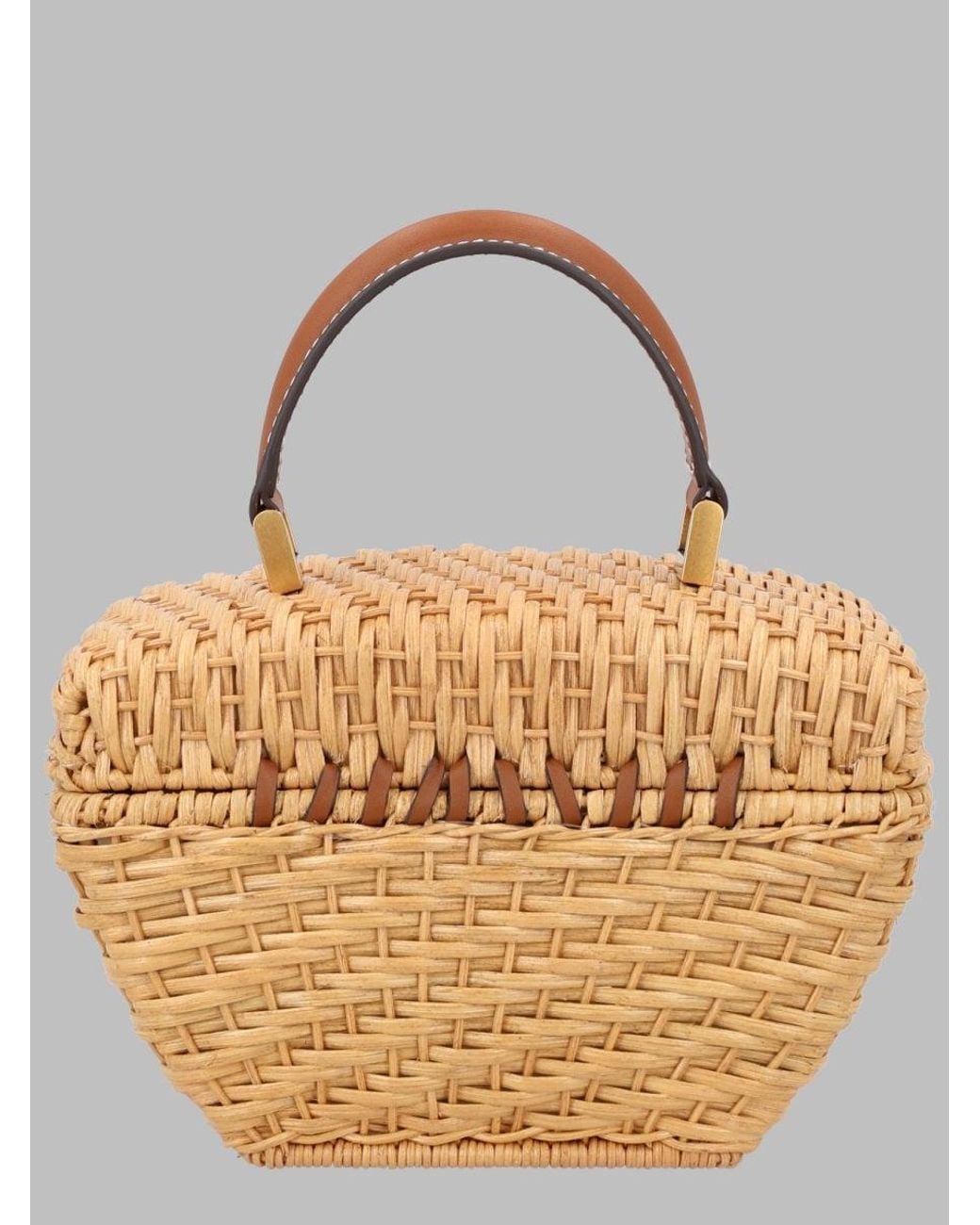 Cult Gaia Metallic Mini Woven Rattan Top Handle Bag