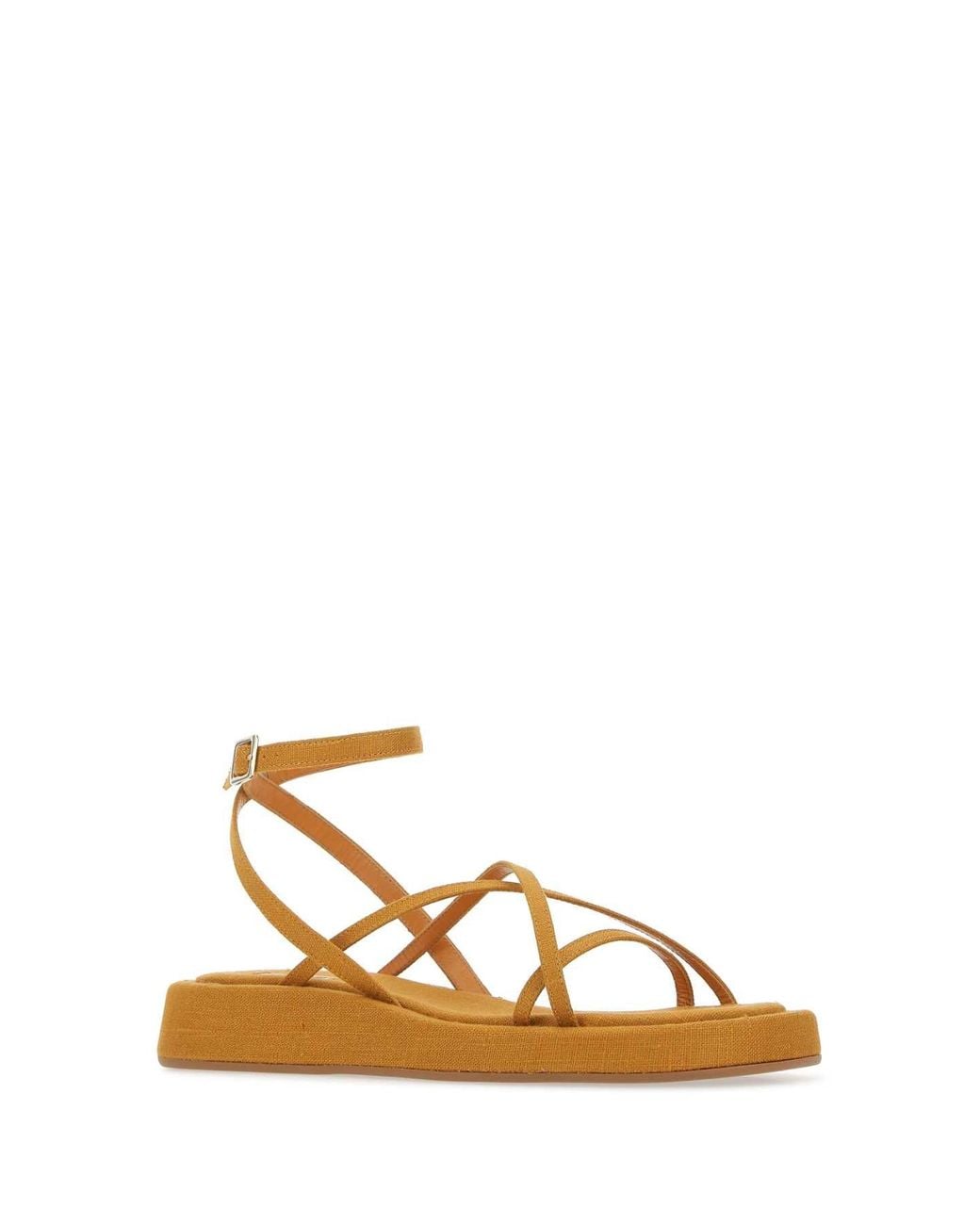 GIA COUTURE Brown Mustard Fabric Rosie 16 Sandals for men