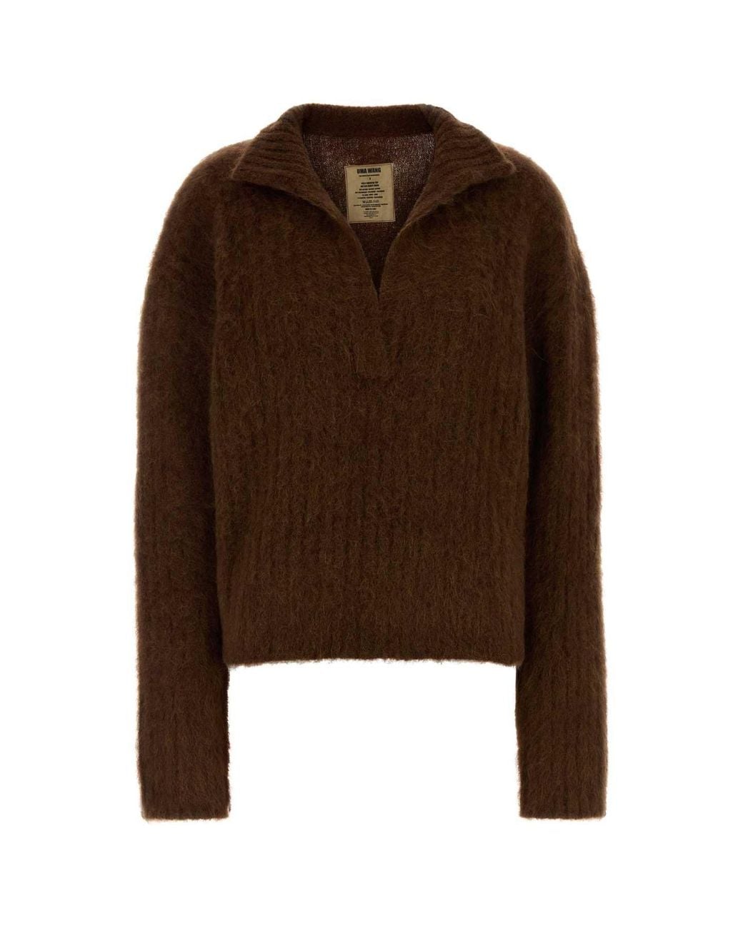 Uma Wang Brown Oversize Stretch Alpaca Blend Polo Shirt For