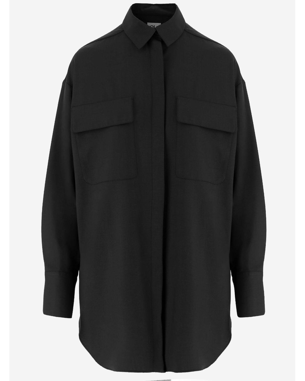 QL2 Donna Black Stretch Wool Blend Shirt