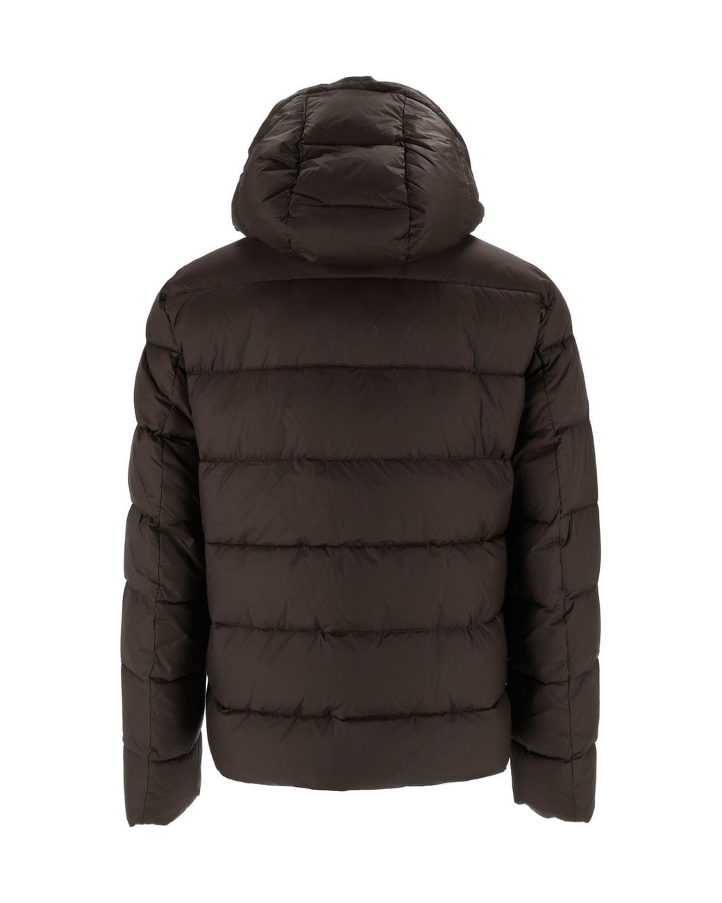 Fay Black Hooded Horizontal Quilted Down Jacket