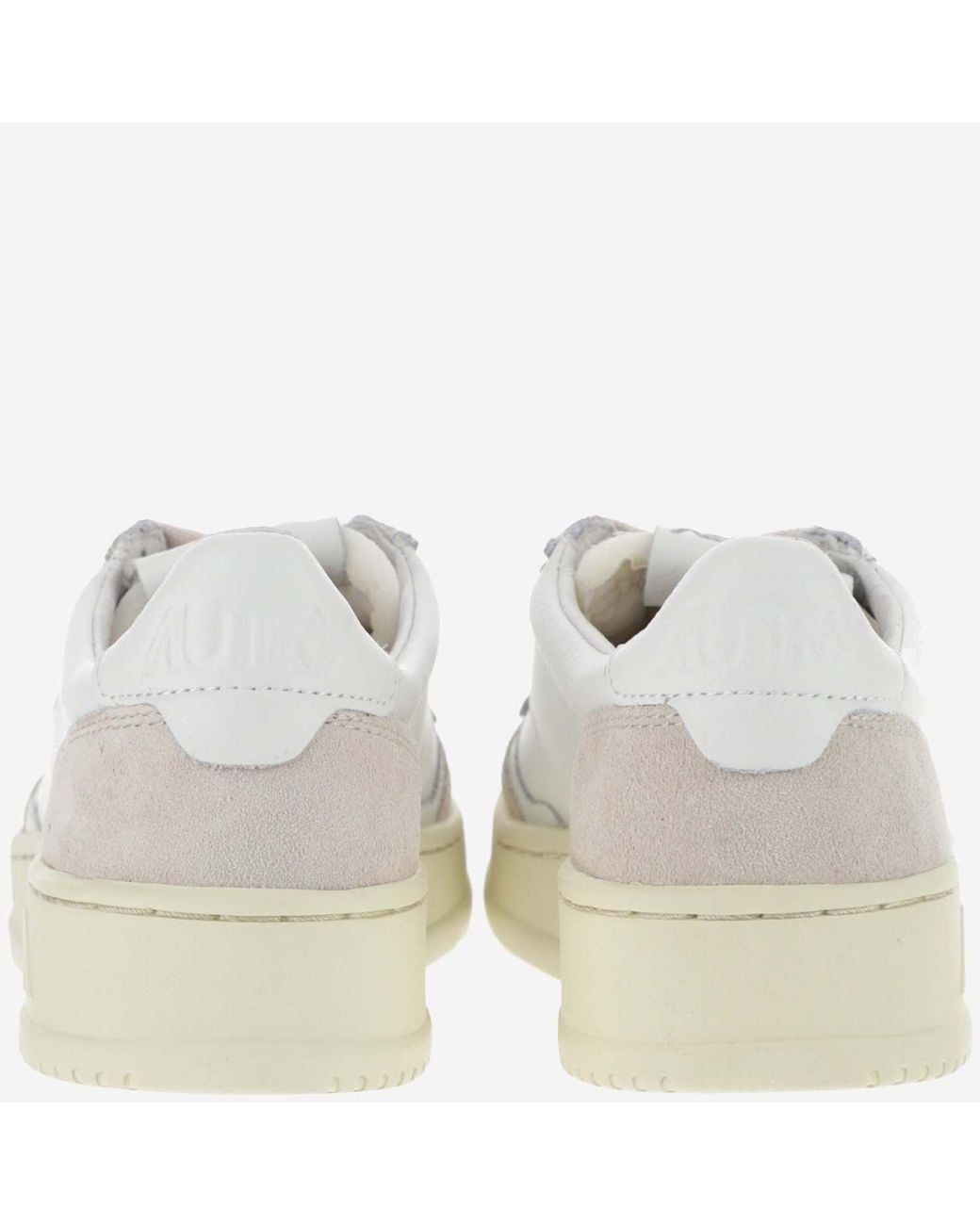 Autry White Leather And Suede Low-Top Sneakers With Embossed Branding