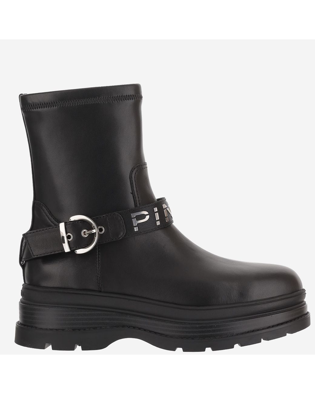 Pinko Black Ankle Boots Leather Upper: Bovine