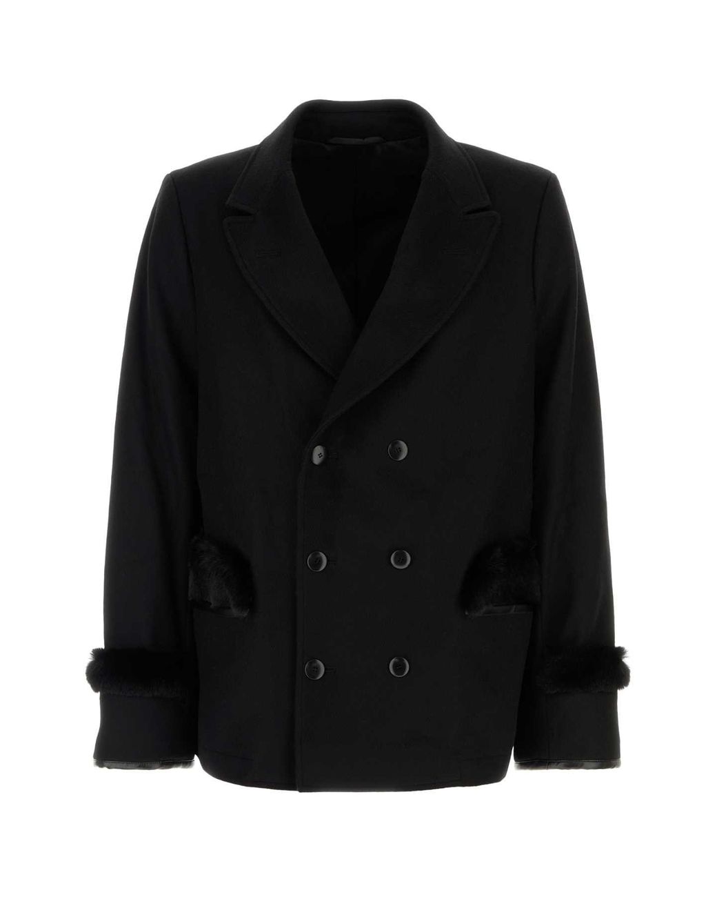 Random Identities Black Wool Blend Coat for men