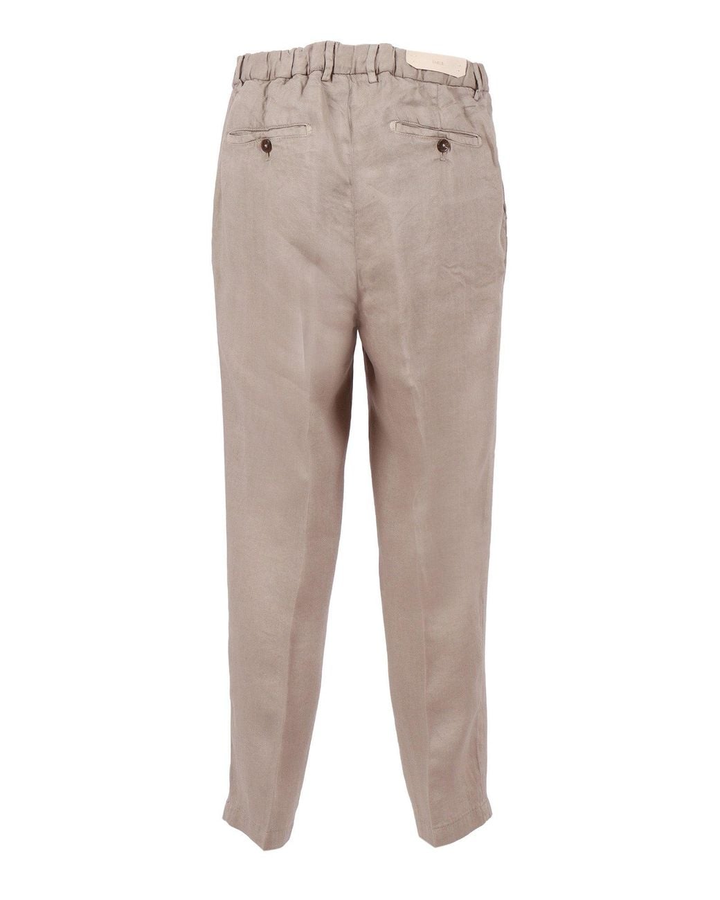 BRIGLIA Natural Linen Tapered Drawstring Straight-Leg Pants for men