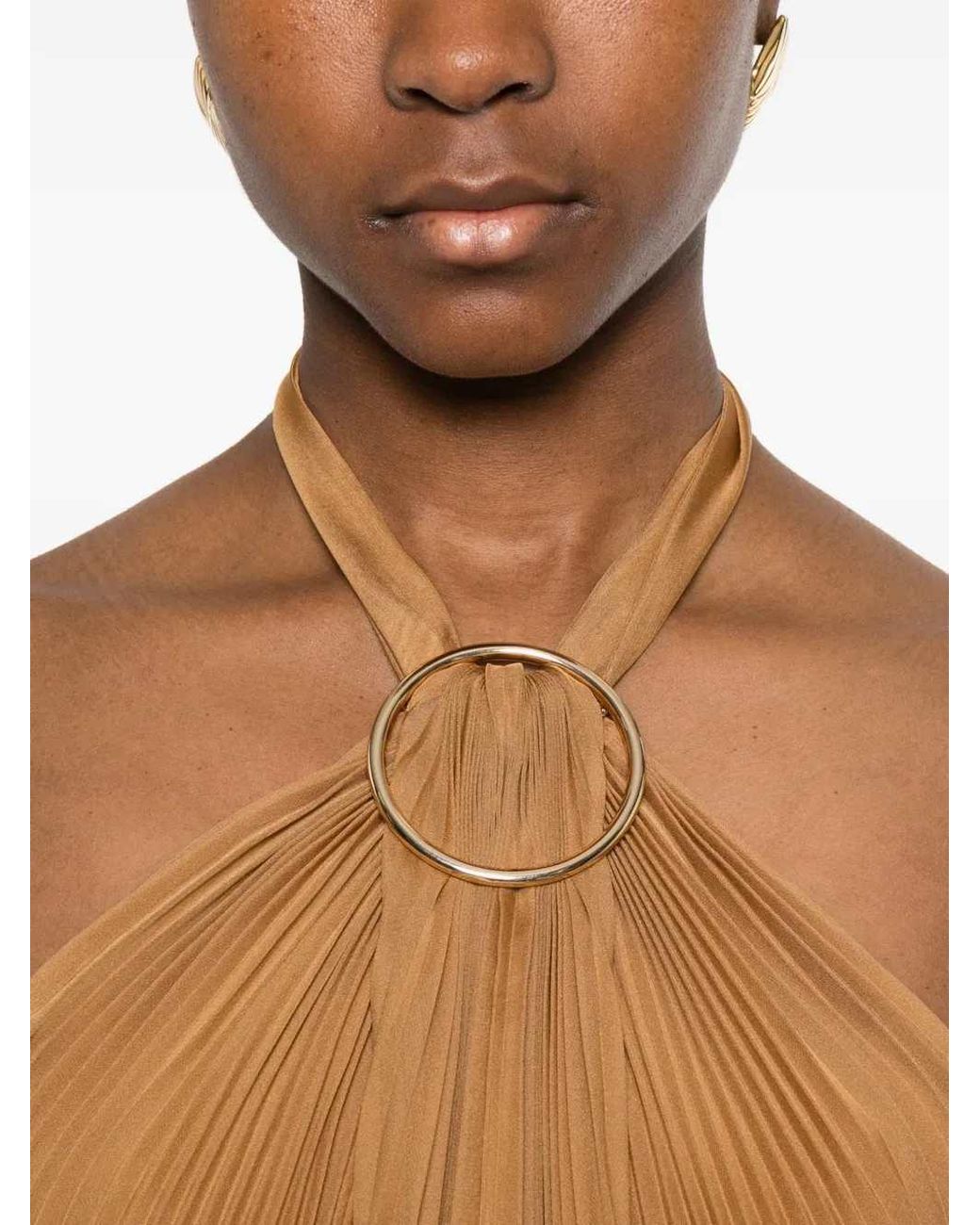 Max Mara Mxevalzer Top Met Plooien En Ring in het Brown