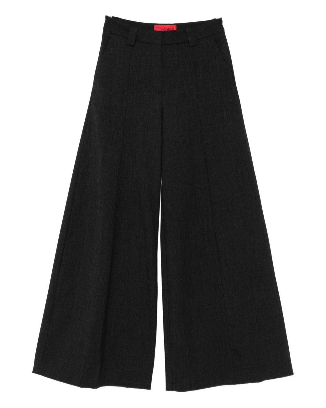 THE LATEST Black Thelatest Alma Wool Blend Wide-Leg Trousers
