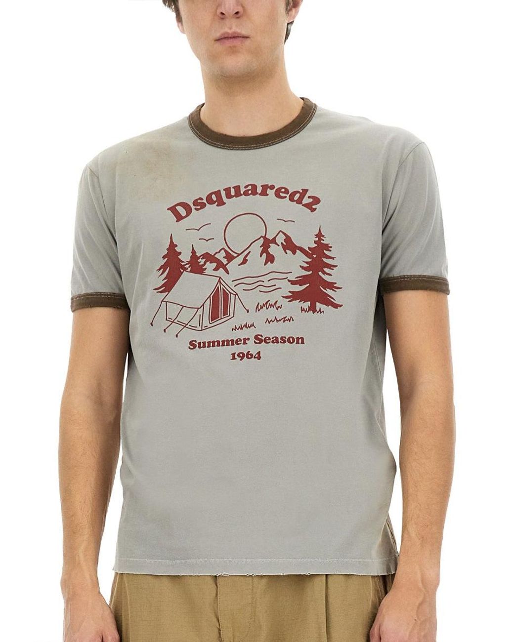 DSquared² Gray T Shirt With Print