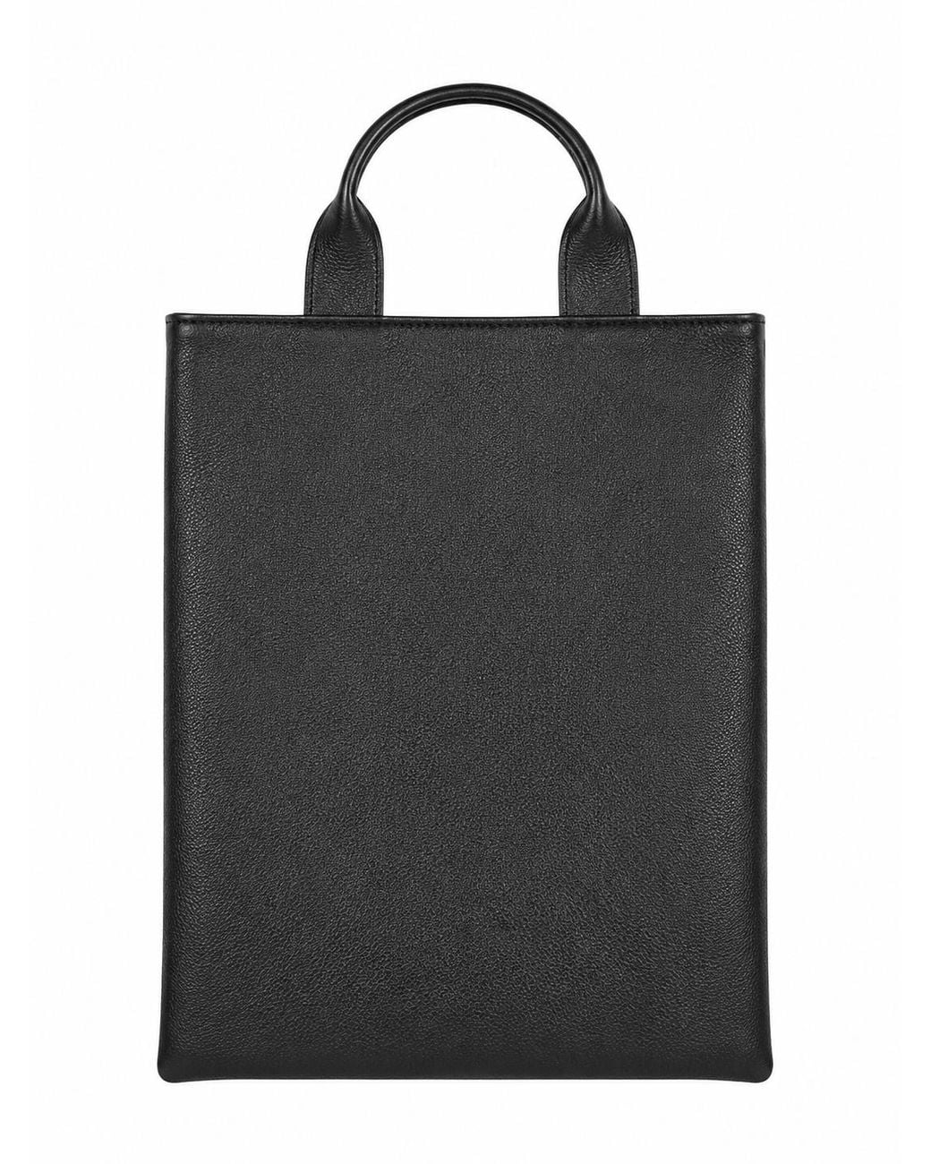 LA ROSE Black Leather Shopping Bag