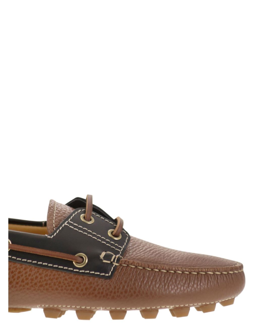 Tod's Brown Leather Boat Bubble Grommet