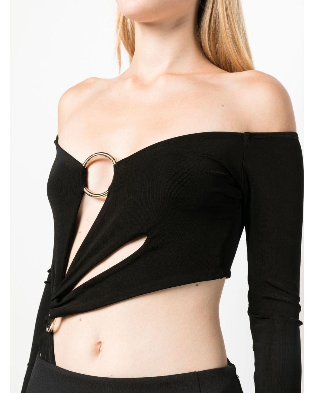 Louisa Ballou Black Long Sleeve Cut-Out Bodysuit