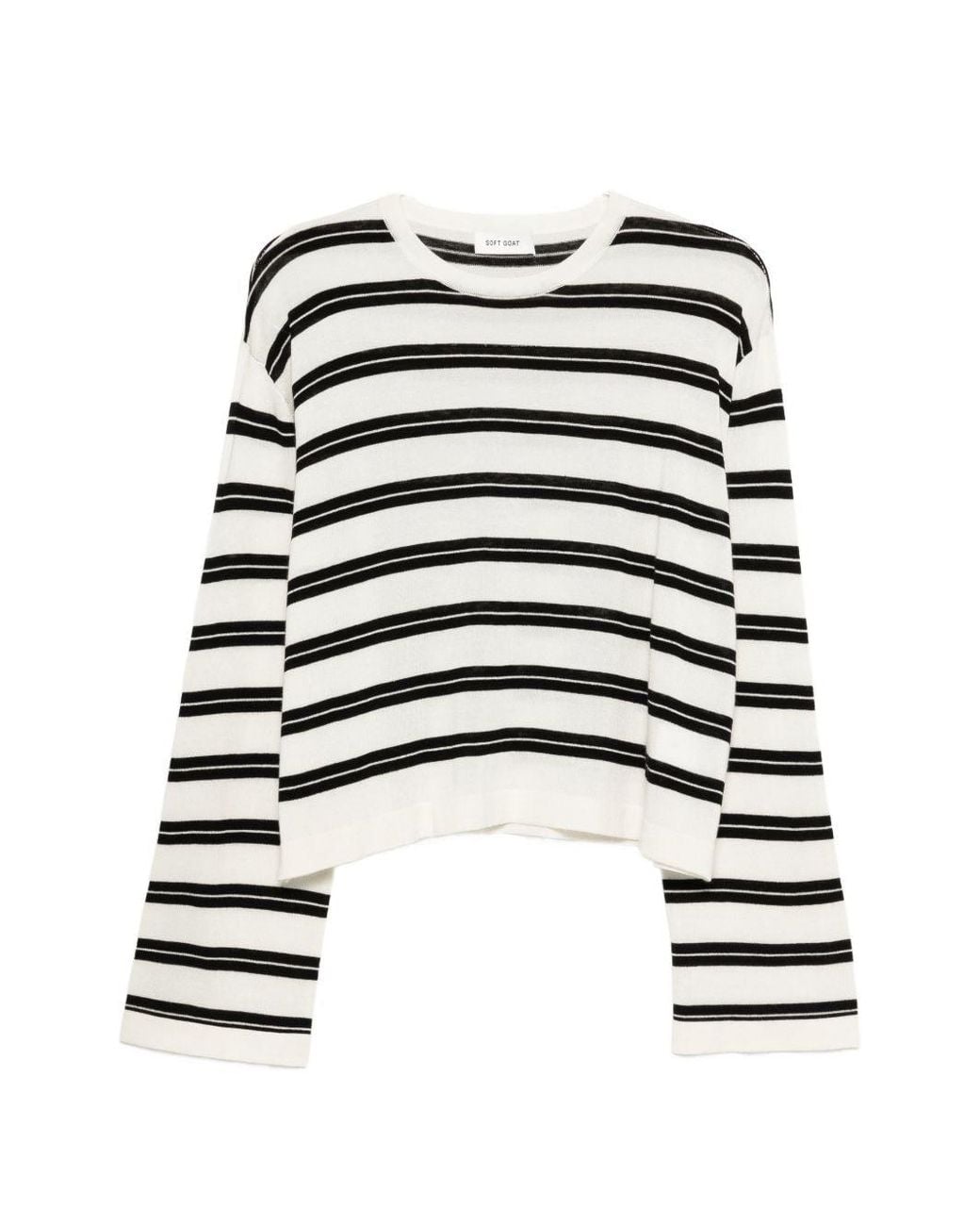 Soft Goat White Horizontal Stripe Top
