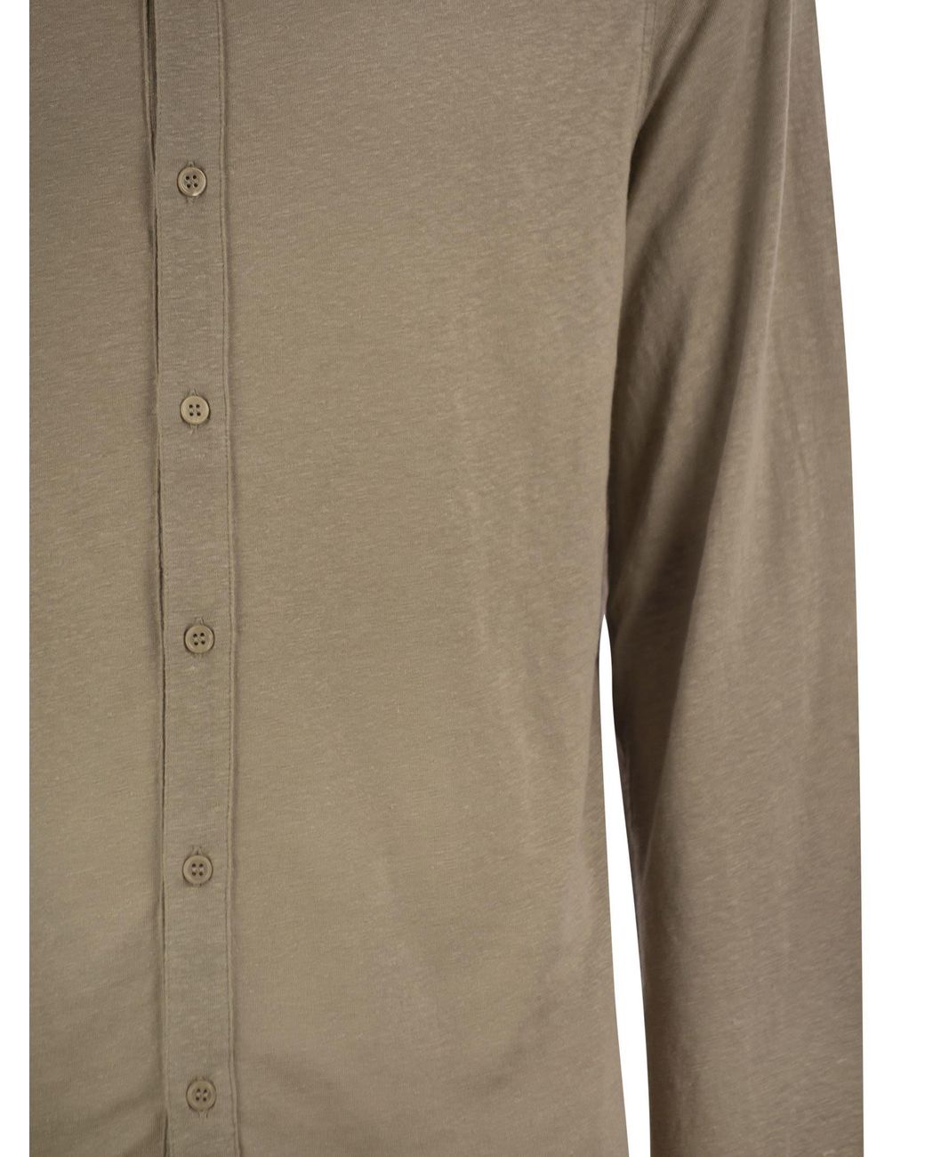 Majestic Brown Linen Long-Sleeved Shirt for men