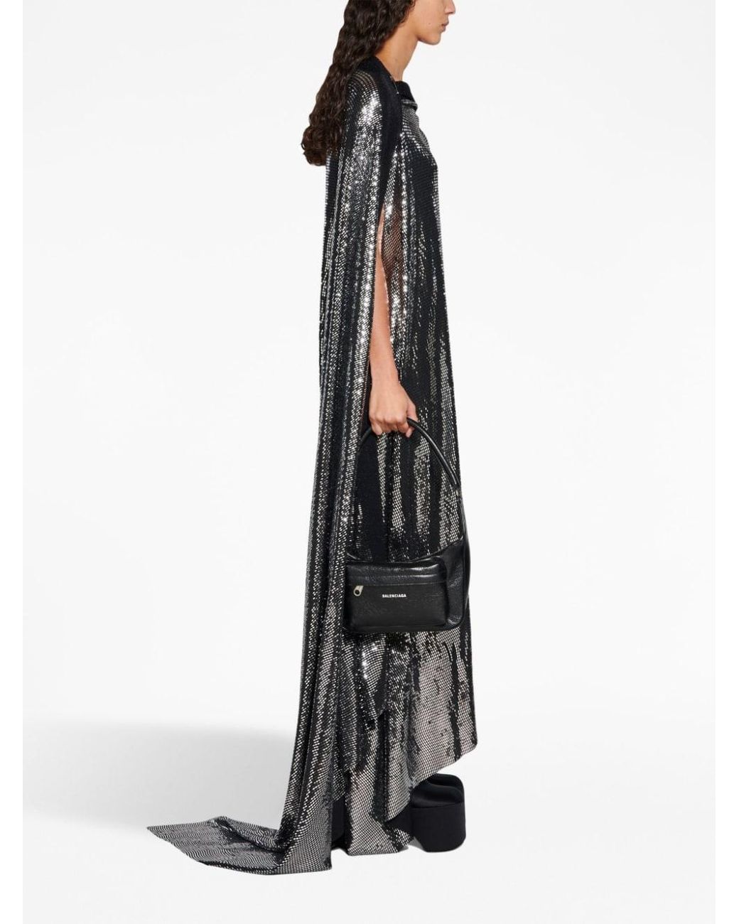 Balenciaga Black Metallic Effect Midi Dress