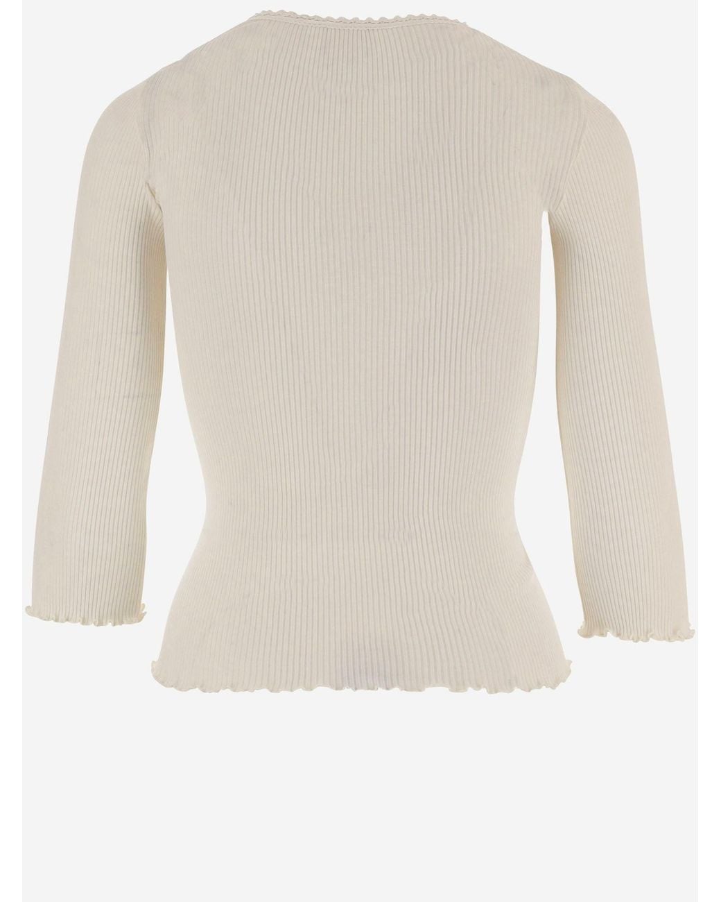 Chloé White Fitted Cotton-Silk Jersey Top Tops