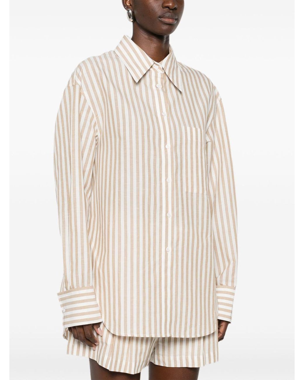 IRO White Azaloa Striped Cotton Blouse