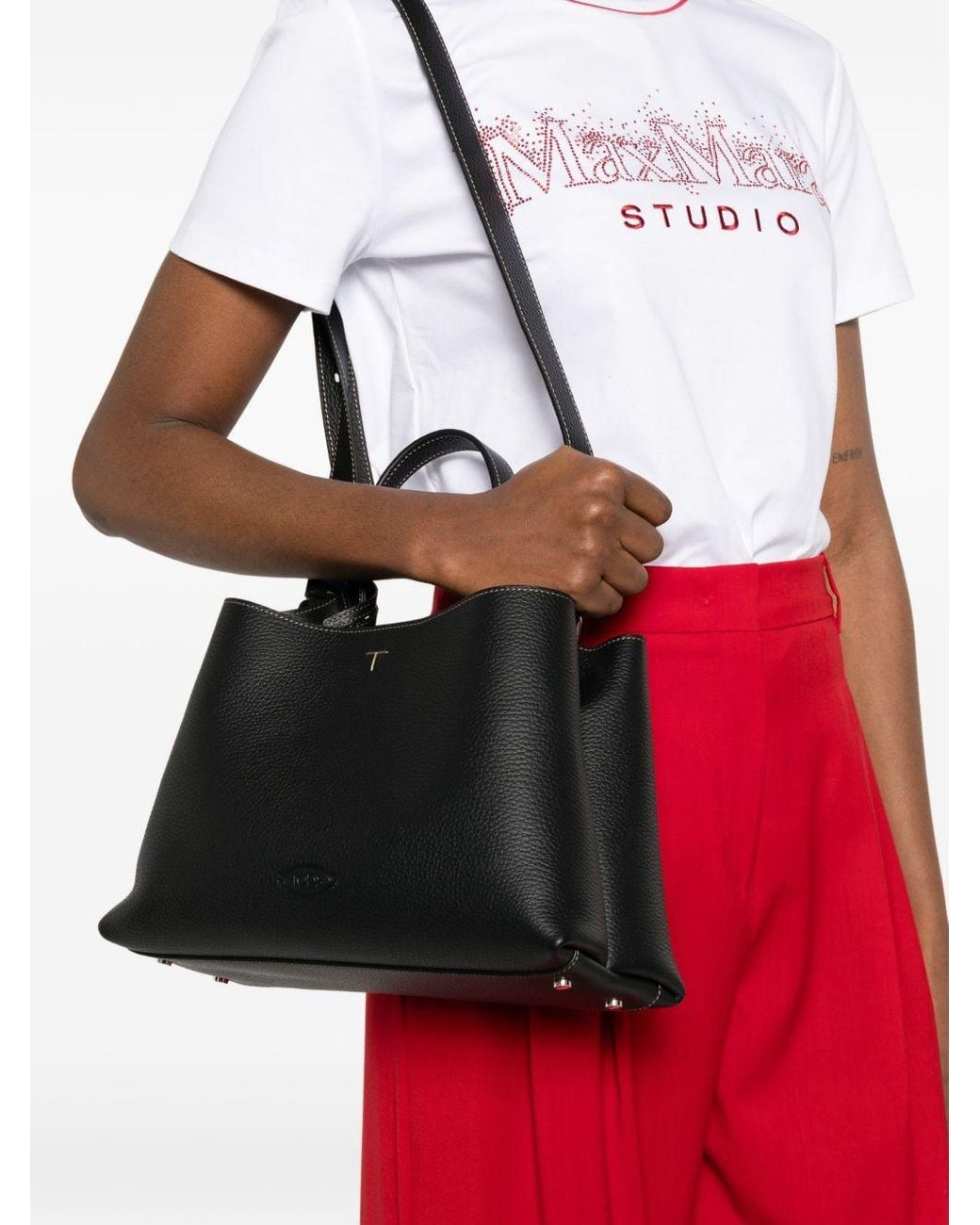 Tod's Black Small Leather Tote Bag