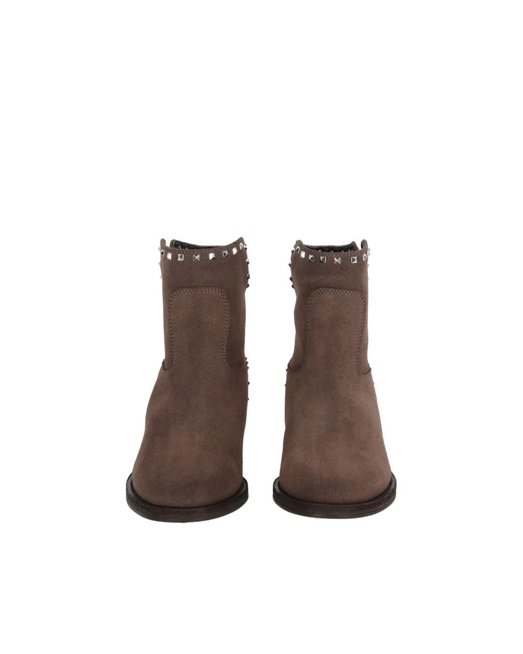 Via Roma 15 Brown Tronc Spacco Suede Metallic Ankle Boots