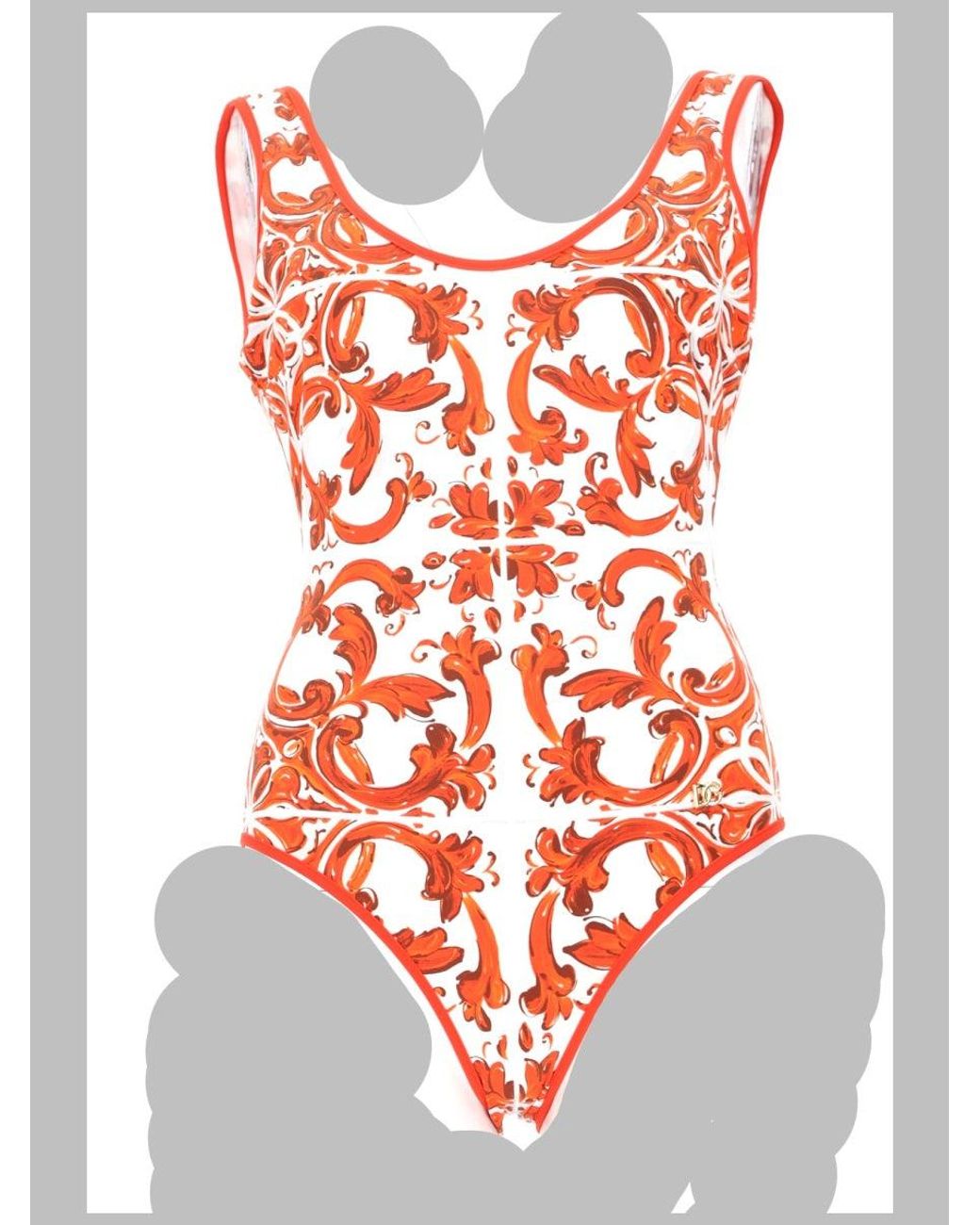 Dolce & Gabbana Red Dolce & Gabbana Maiolica Print One-Piece Swimsuit