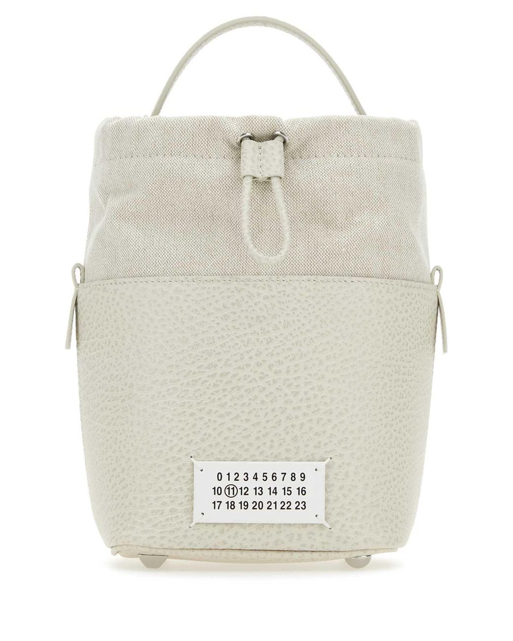 Maison Margiela White Chalk Leather And Canvas Mini 5 Ac Bucket Bag