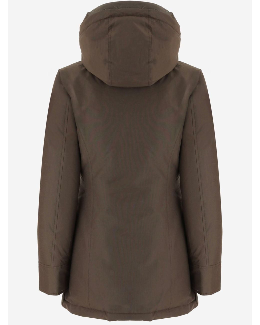Woolrich Brown Hooded Cotton Blend Jacket