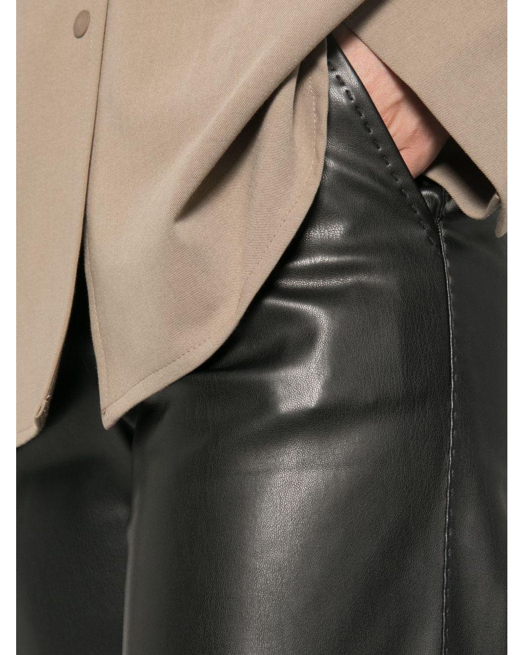 ERMANNO FIRENZE Black Faux Leather Trousers