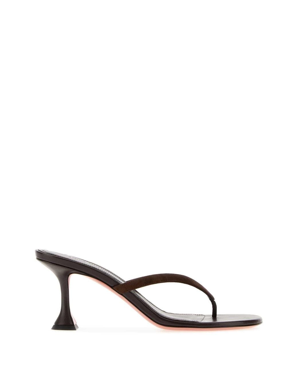 AMINA MUADDI Brown Dark Leather Juliette Thong Mules