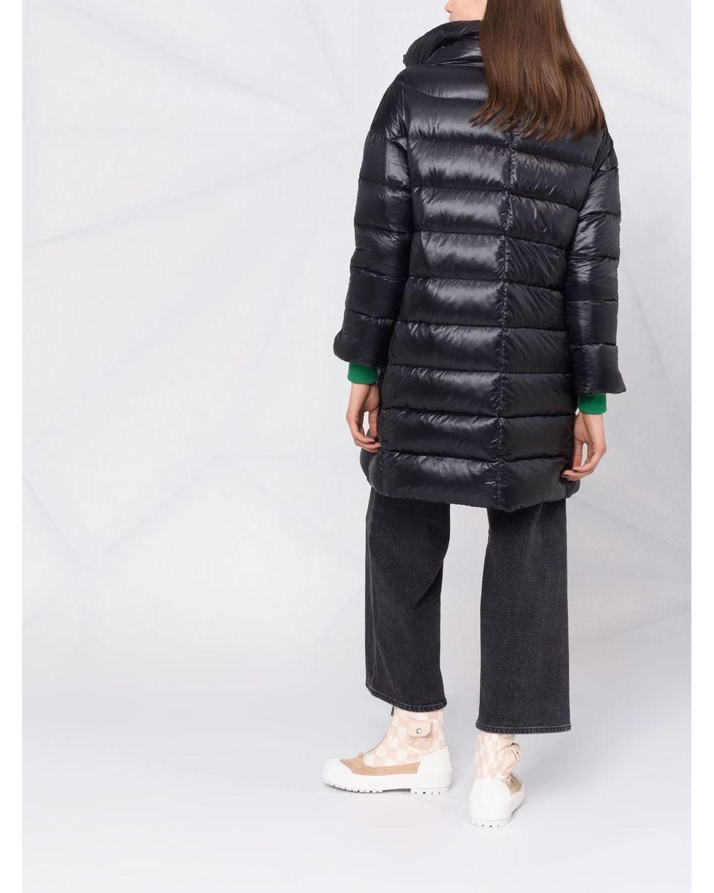 Herno Black Coat Knee-Length Down