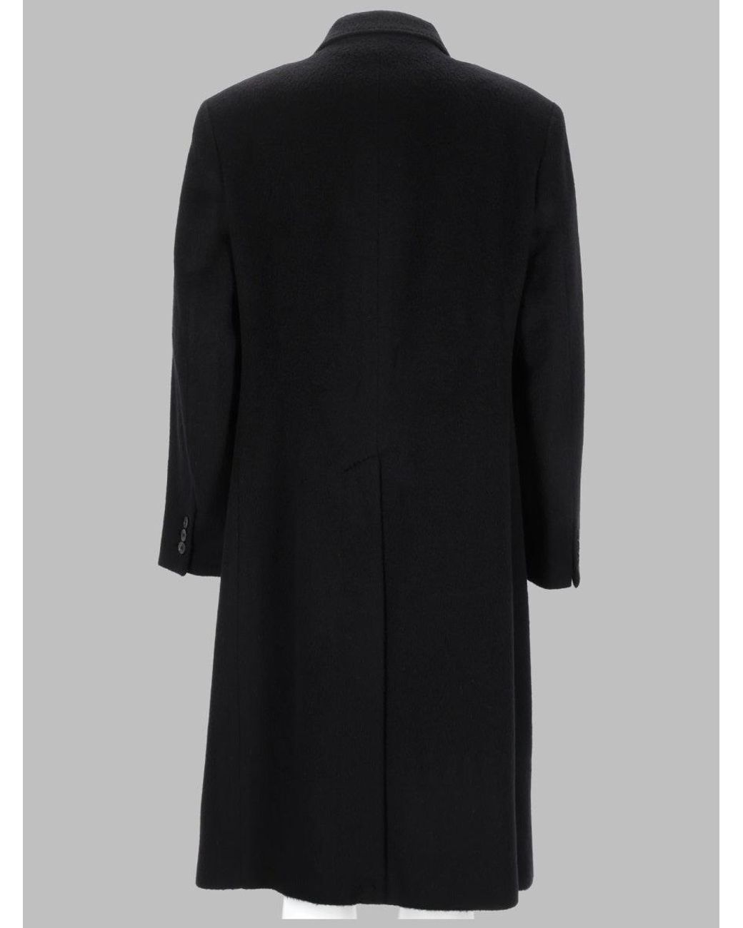 Our Legacy Black Double-Breasted Coat Whale Wool Mohair Trench & Raincoats for men
