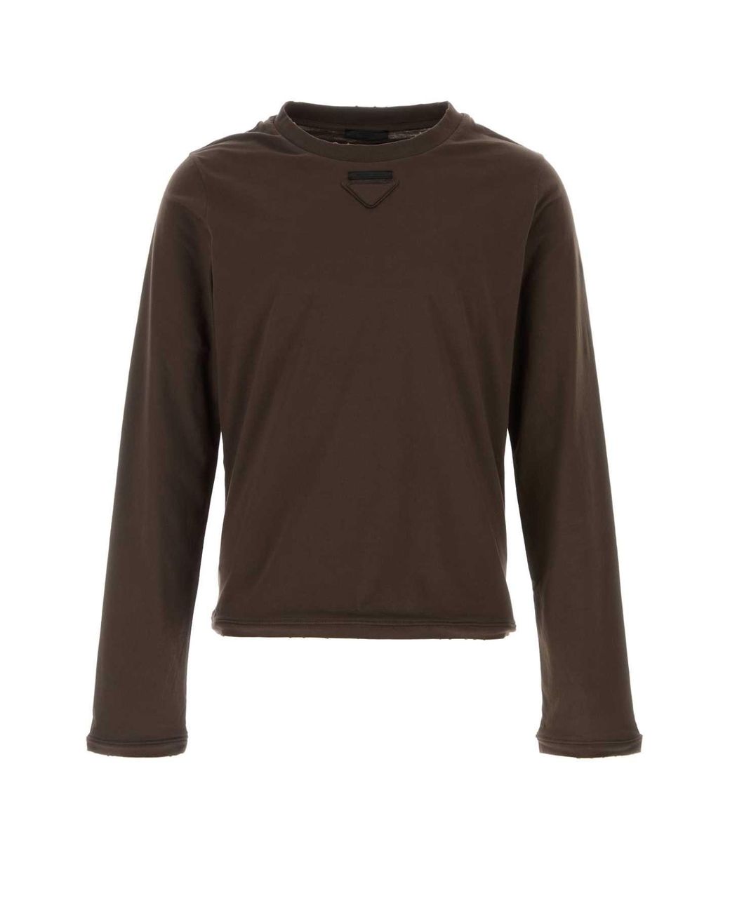 Prada Brown Solid T-Shirt for men