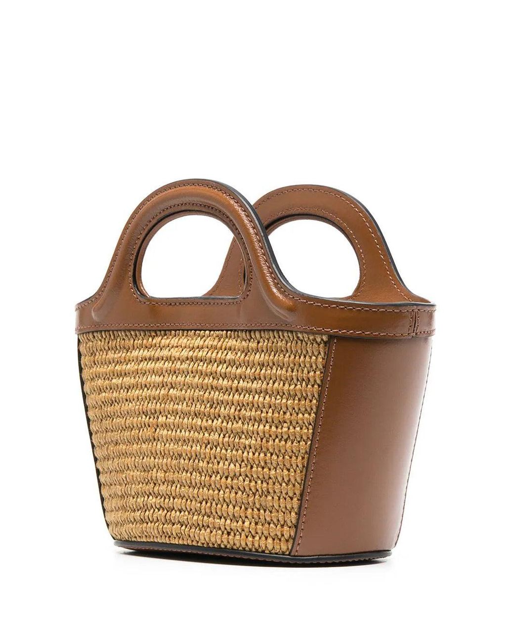 Marni Black Raffia And Leather Tropiacalia Micro Satchel Bag